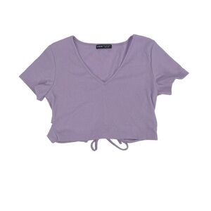 SHEIN Purple Short Sleeve Crop Shirt Size Large Women’s